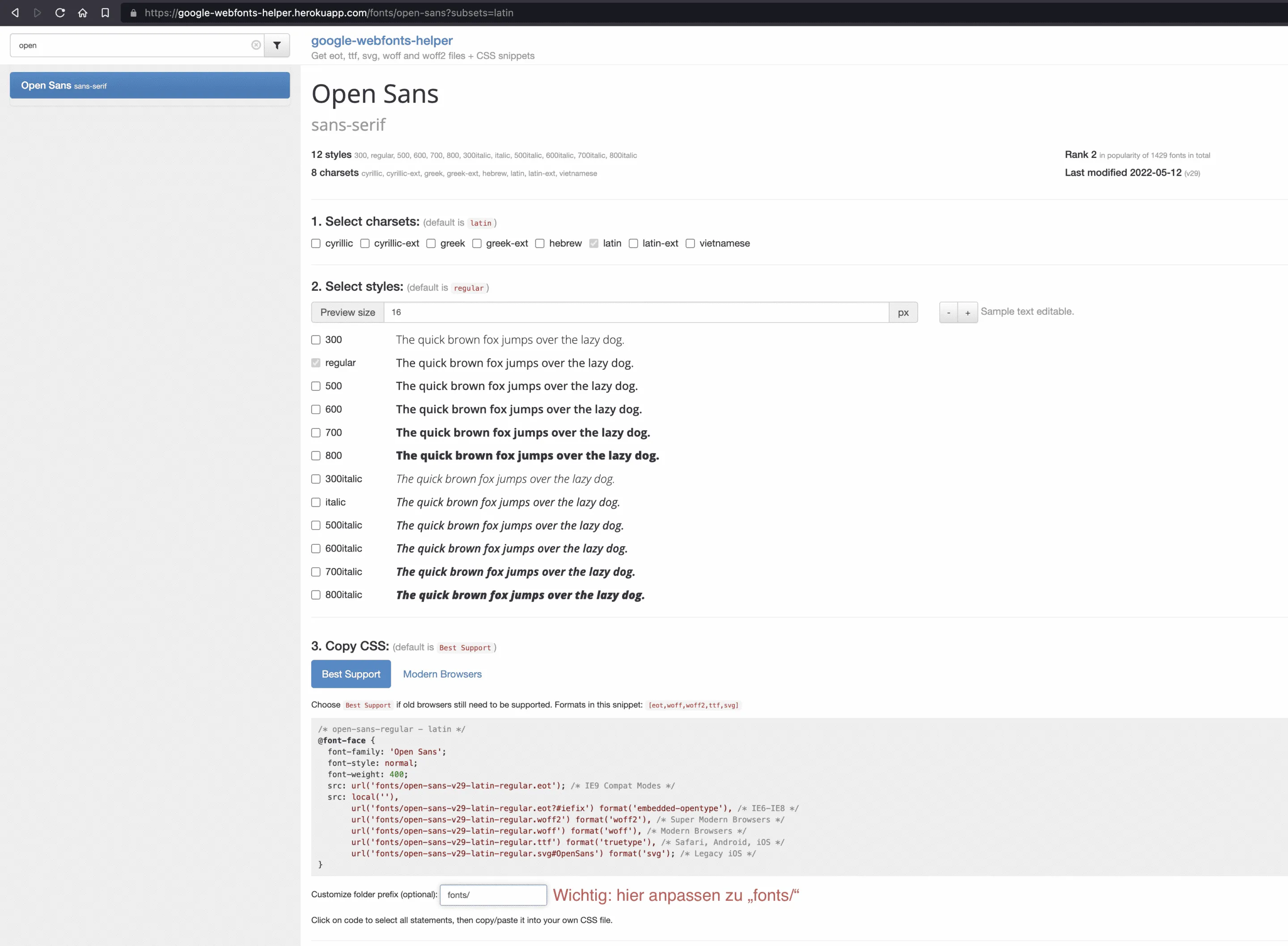 Heroku Google Webfonts Helper