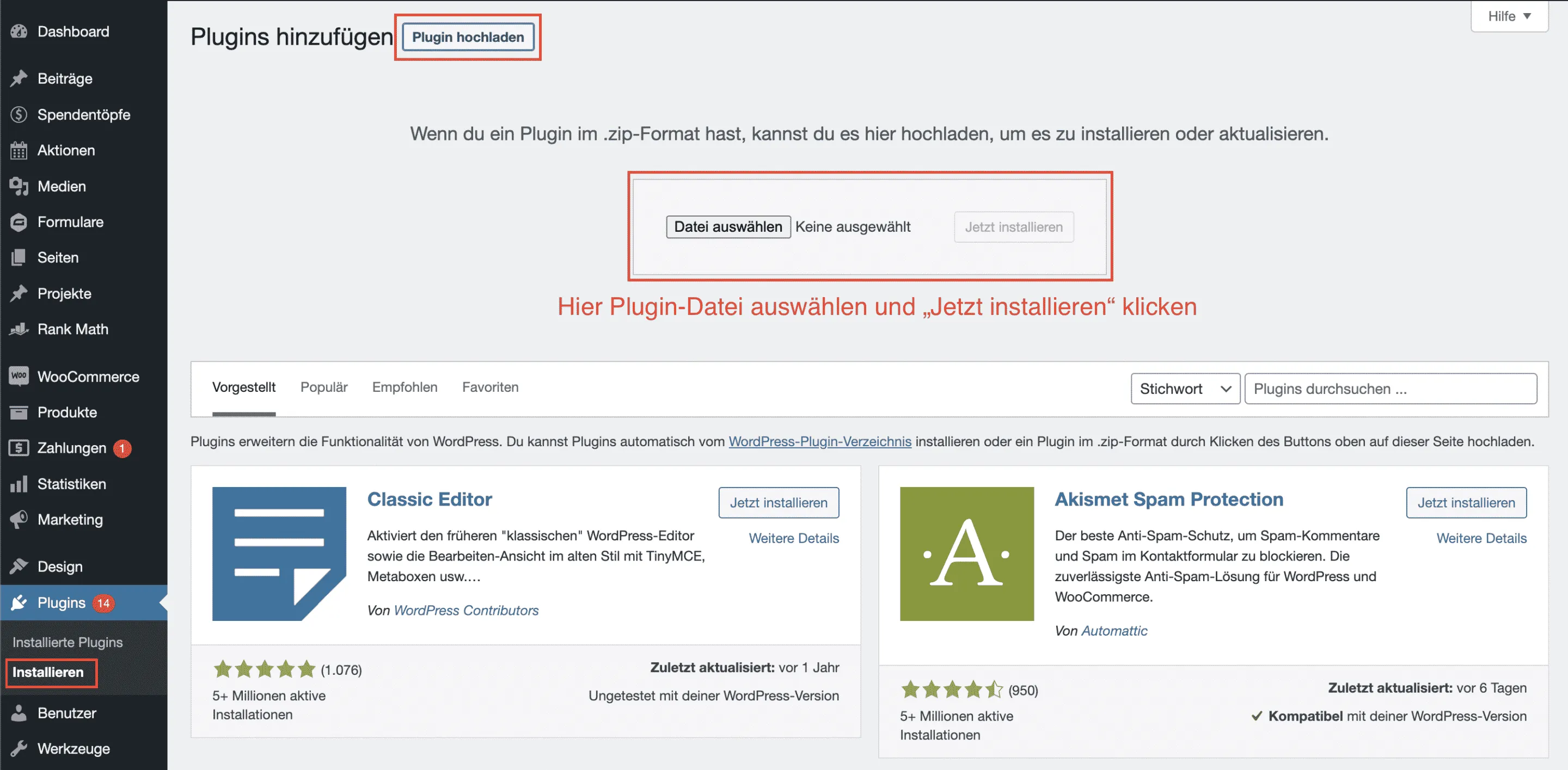 Install WordPress plugin