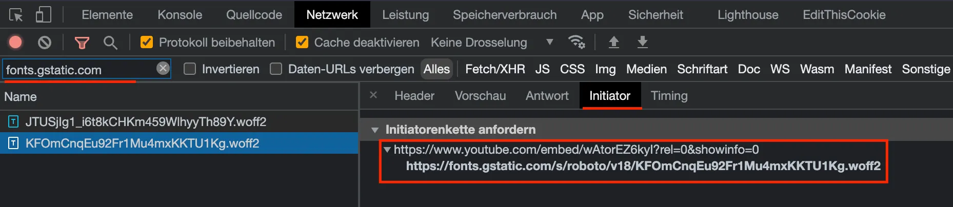 Google Fonts via YouTube