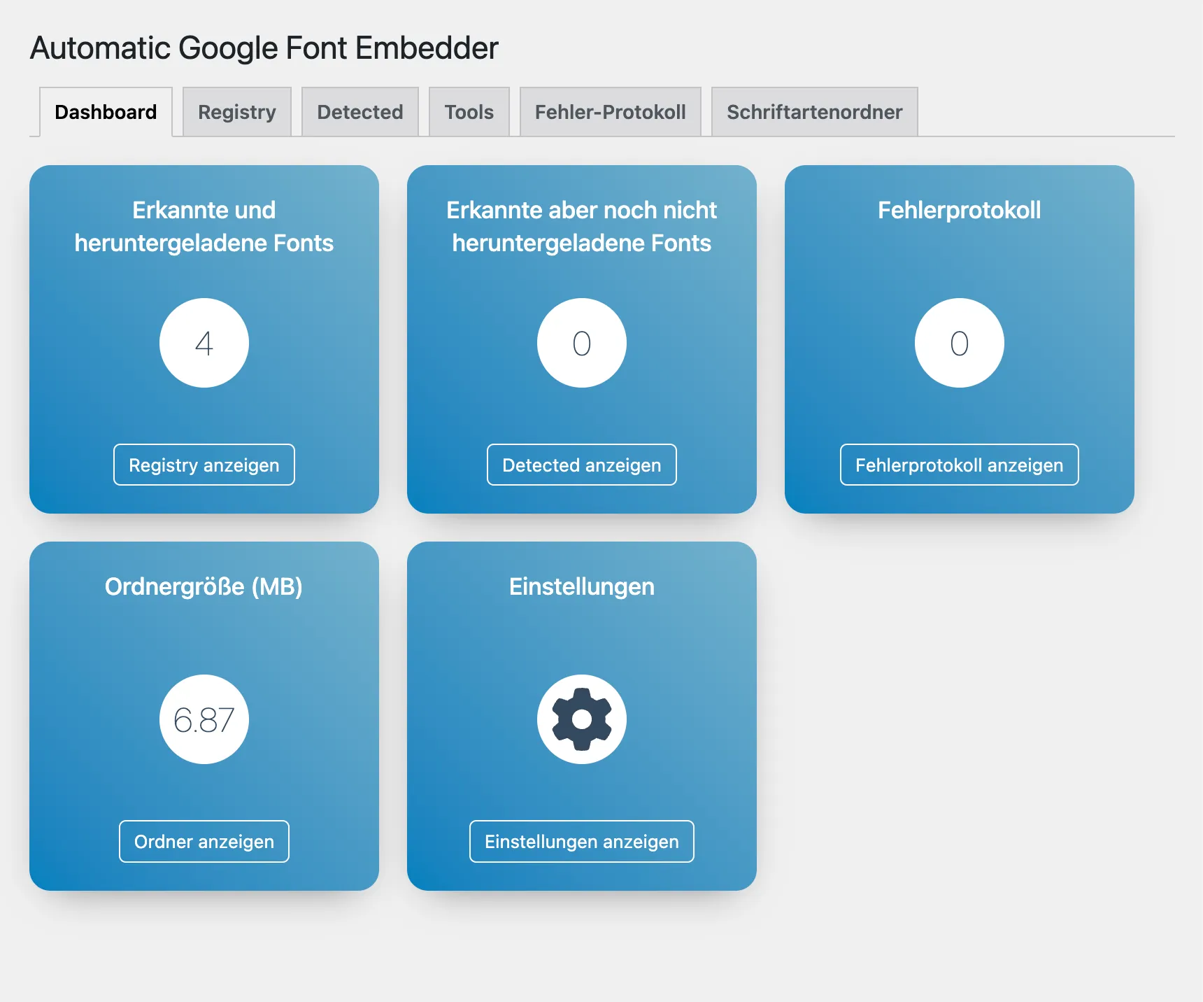 Screenshot from the Automatic Google Fonts Embedder